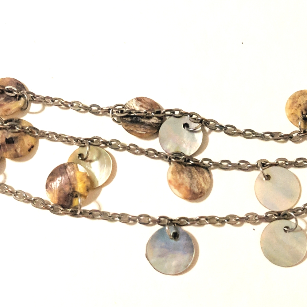 Boho Abalone Shell Multi Layered 18k Rgp Gold Bra… - image 2